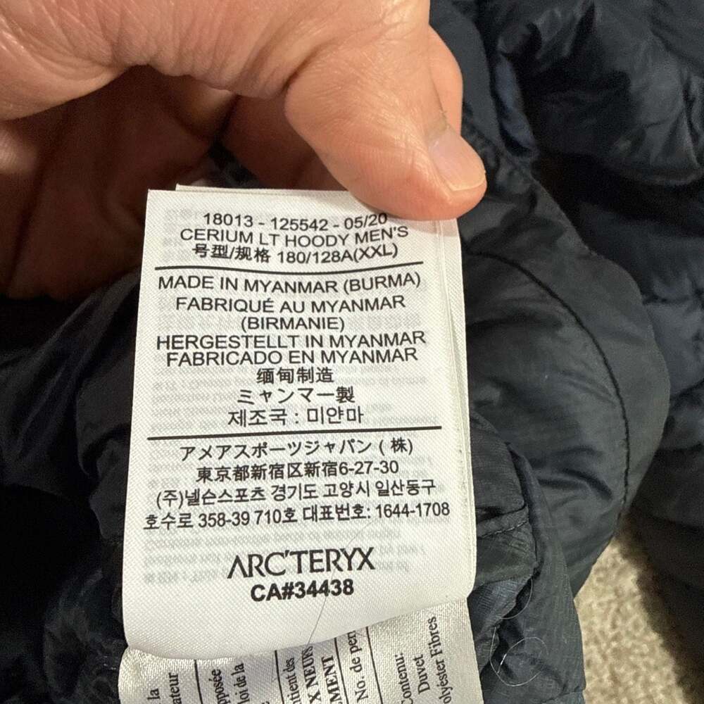 Arc’teryx Cerium LT Hoody Jacket Mens XXL Black Down Ultralight Hooded - Picture 10 of 10